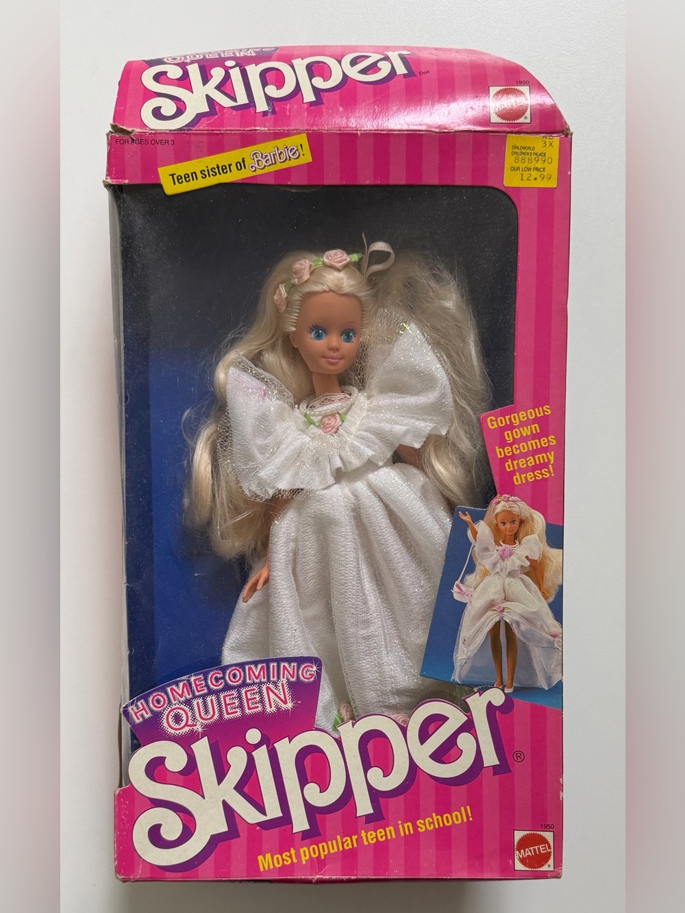 1988 Vintage Homecoming Queen Skipper Barbie Teen Sister Mattel Doll In Box